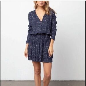 Rails Jasmine Navy Stella Multi star constellation Print Long sleeve dress Small